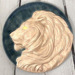 Blue 8" Ceramic Lion Plate